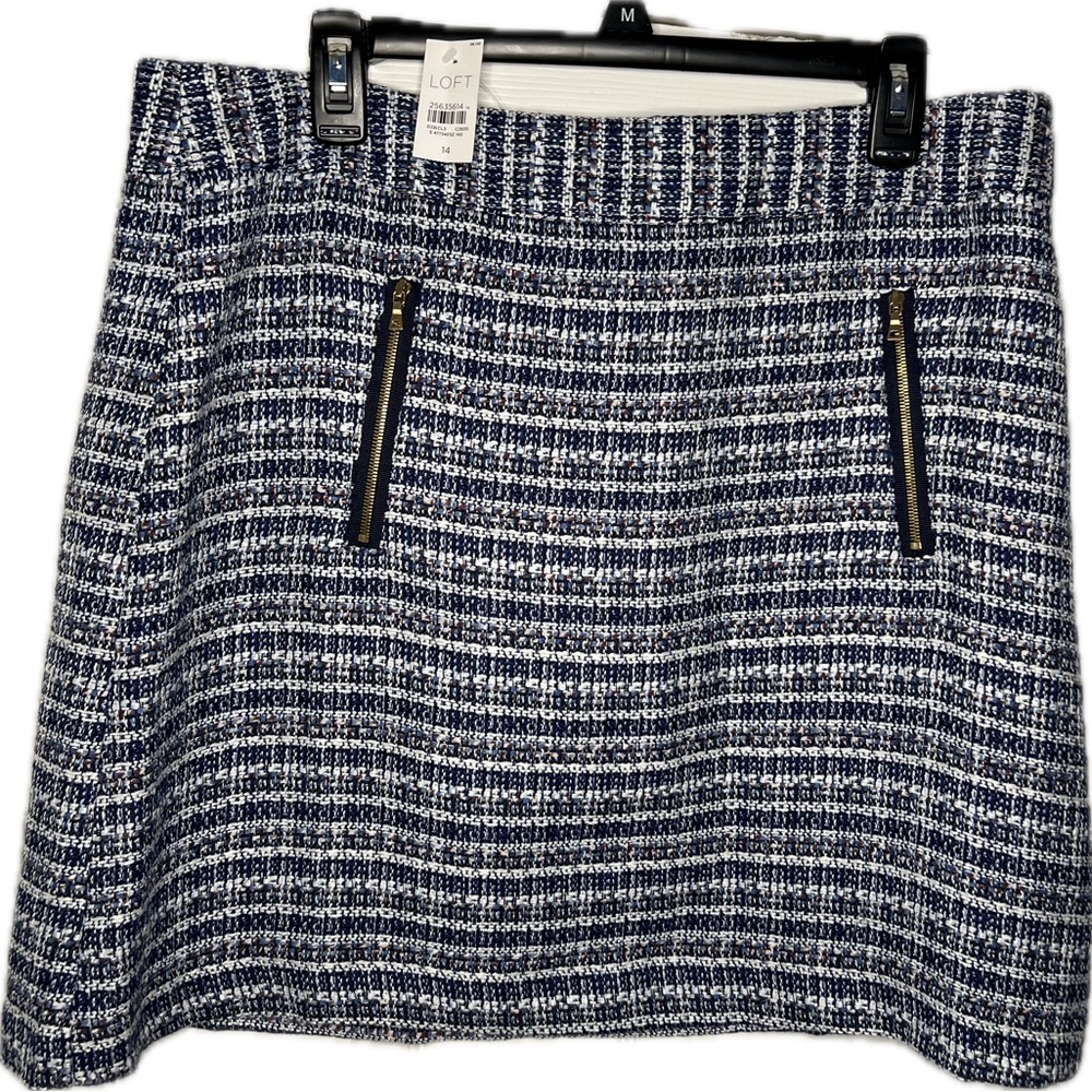 LOFT Women's Blue Tweed Skirt